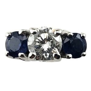 18K White Gold Sapphire and Diamond Ring Size 6 JAGi Certified #15731